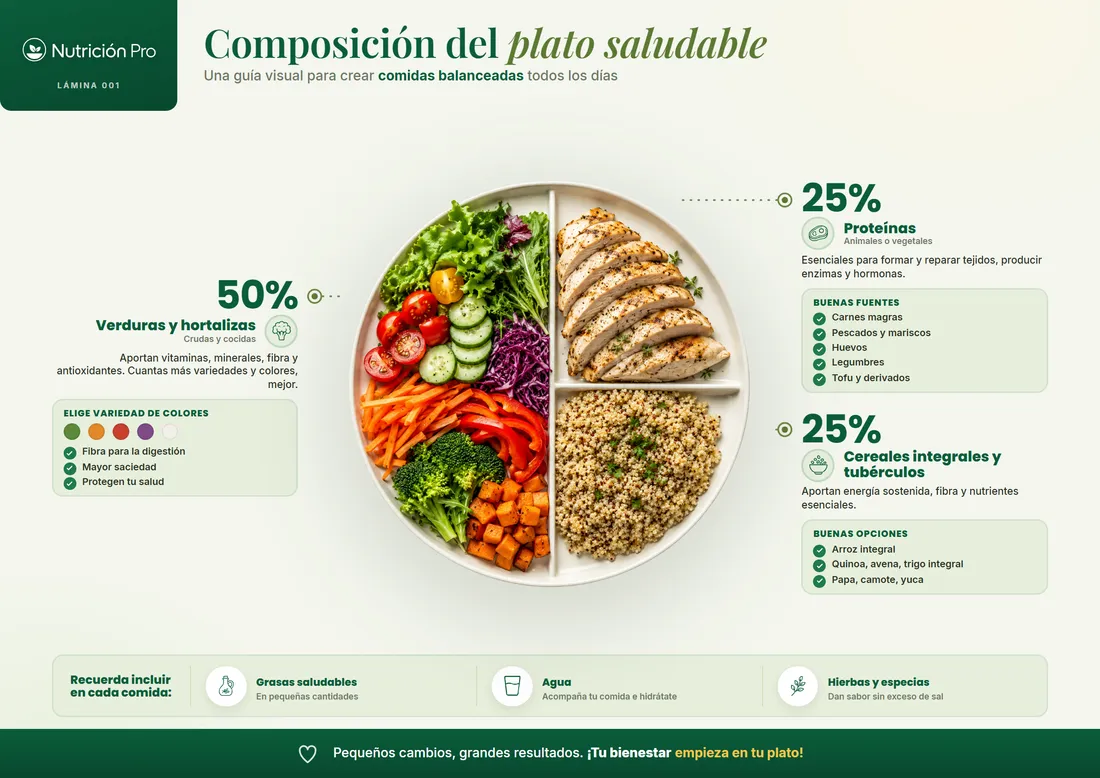 Lámina: composición del plato saludable